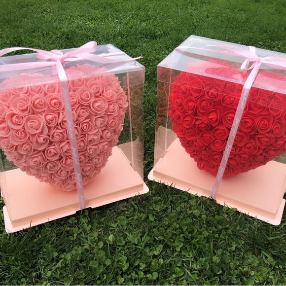 25cm Coral Heart Shape Artificial Forever Rose Foam Birthday Gift Girlfriend - Picture 2 of 2